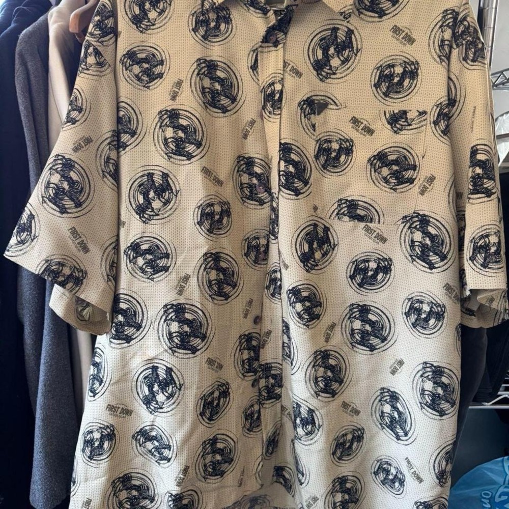 Vintage First Down Safari Gear Button-Up XL Zebra‎ Print Y2K Streetwear
